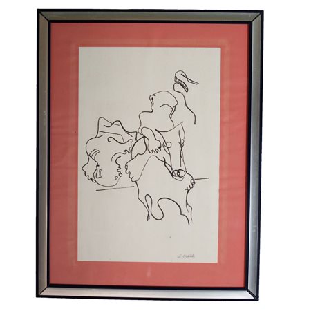 Stampa raffigurante fantini e cavalli