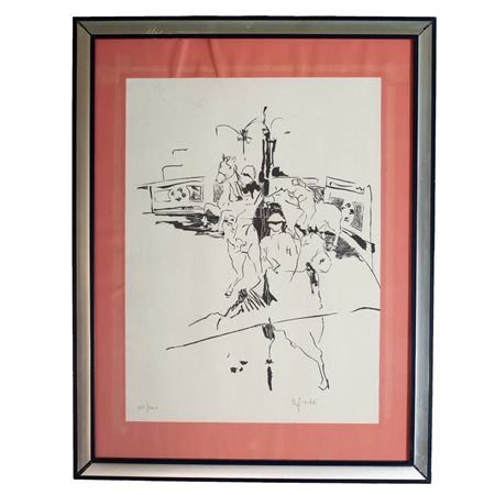 Stampa raffigurante fantini e cavalli