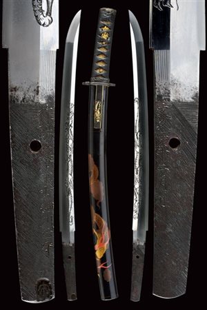 Bellissimo wakizashi in koshirae coevo, mei: Sakuyo Bakka-shi Hosokawa Masamori Koku-in