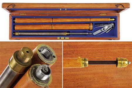 Raro bastone animato con fucile ad aria compressa in cassetta