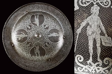 Bel brocchiere inciso nello stile del XVI secolo