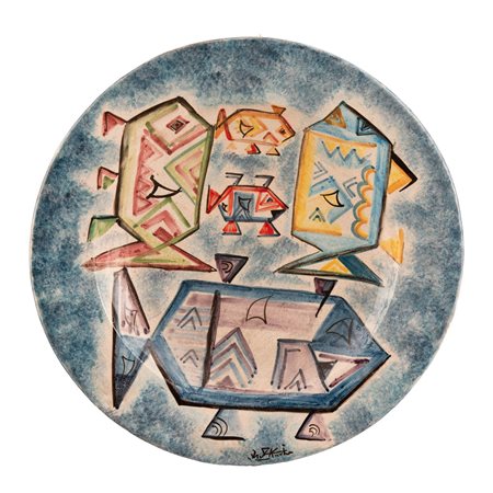 Ibrahim Shaban Likmetaj Kodra   (Ishem, 22/04/1918 - Milano, 07/02/2006) 
Piatto in ceramica 
Ceramica dipinta Ø cm 51