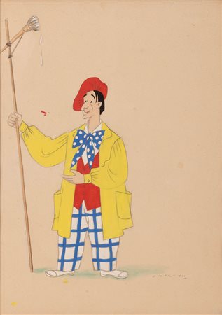 Umberto Onorato   (Lucera, 1898 - Cassino, 1967) 
Caricatura '30
Tempera su carta cm 42x30 e cm 43x32