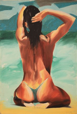 Janutz Haka   (Bytom, 1951 - ) Figura di donna 1986Acrilico su tela cm 150x100