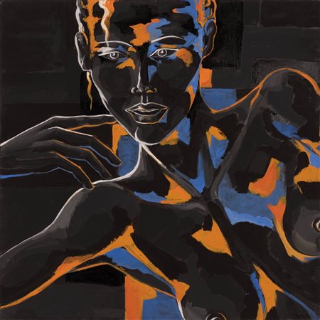 Patù   (1940 - ) Ritratto femminile 2004 2004Tecnica mista su tela  cm 100x100