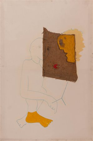 Mafonso   (Frattaminore, 1948 - Caserta, 2019) Senza titolo Tecnica mista e collage su tela cm 120x80