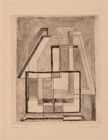 Mario Radice   (Como, 1898 - Milano, 1987) 
Composizione 
Acquaforte  cm 32x25 e cm 50x38