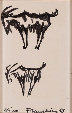 Nino Franchina   (Palmanova, 1912 - Roma, 1987) 
Capre 1958
Pennarello su carta cm 23x15 e cm 40x33 
