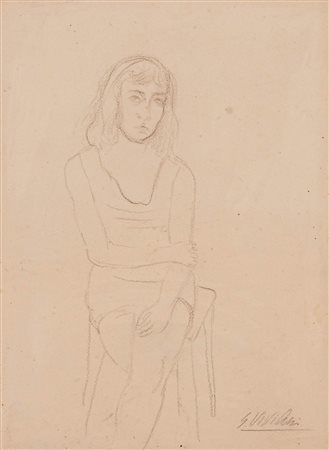 Giuseppe Viviani   (San Giuliano Terme, 1898 - Pisa, 1965) 
Ragazza seduta 1950
Disegno a matita cm 35x25 e cm 67x57