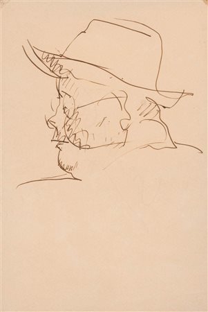 Lorenzo Viani   (Viareggio, 1882 - Roma, 1936) 
Ritratto d'uomo 
Disegno a penna su carta cm 19,5x13 e cm 32x26