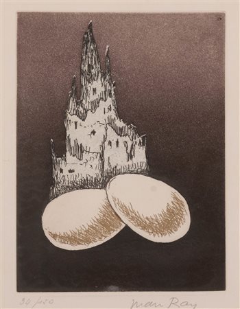 Man Ray   (Philadelphia, 1890 - Parigi, 1976) 
Electro-Magie Cathedral 
Acquaforte cm18x14 