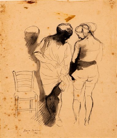 Franco Gentilini   (Faenza, 1909 - Roma, 1981) 
Studio di figure 1941
China su carta cm 41x33 e cm 64x54