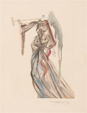 Salvador Dalì   (Figueres, 1904 - Figueres, 1989) 
L’ange du soleil 
Litografia a colori cm 32x25 e cm 53x45 