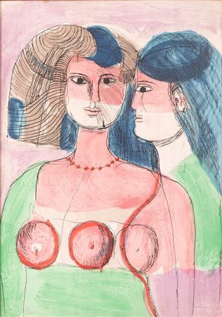 Bruno Cassinari   (Piacenza, 1912 - Milano, 1992) 
Donne 
Litografia 70x50 cm e 76x56 cm