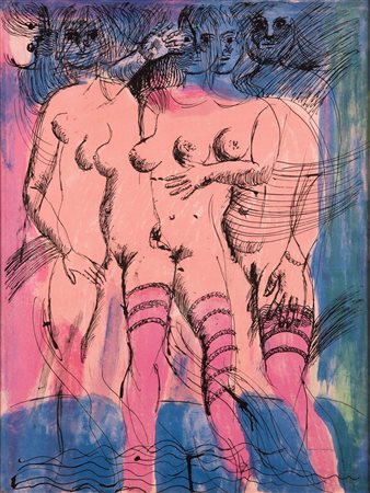 Bruno Cassinari   (Piacenza, 1912 - Milano, 1992) 
Figure femminili 
Serigrafia cm 62x47 e cm 69x53