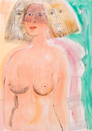 Bruno Cassinari   (Piacenza, 1912 - Milano, 1992) 
Figura femminile 
Litografia ritoccata a mano cm 70x50 e cm 100x80