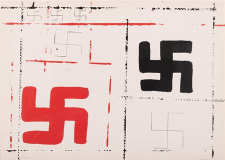 Franco Angeli   (Roma, 1935 - Roma, 1988) 
Svastiche 
Litografia a colori cm 50x70 e cm 54x74