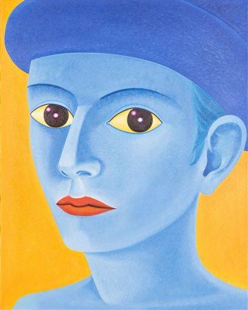 Tommado Lisanti  (Matera, 1956 - ) Performance di artista divino Acrilico su tela cm 100x80