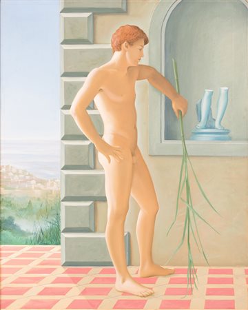 Carlo Bertocci  (Castell'Azzara, 1946 - ) 
L'oracolo di Pan 1985
Acrilico su tela cm 80x100