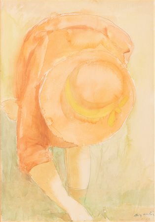 Giacomo Manzù  (Bergamo, 22/12/1908 - Roma, 17/01/1991) 
La Mondina 1943
Acquerello su carta cm 47x33 