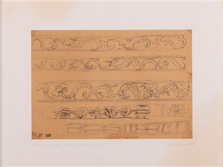 Lucio Fontana  (Rosario, 1899 - Varese, 1968) 
Studio di decorazioni 1950
Inchiostro su carta 21x29,5 cm e 47x57 cm