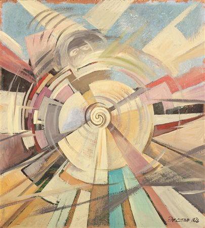 Alexandra Exter  (Kiev, 1882 - Fontenay-aux-Roses, 1949) 
Composizione 1924
Tempera e tecnica mista su cartone 39,5x36 cm e 56x53 cm