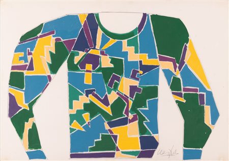 Ugo Nespolo  (Mosso, 1941 - ) 
Maglia 
Tecnica mista su carta cm 100x70