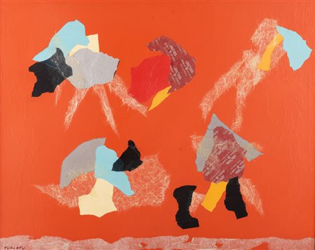 Giulio Turcato  (Mantova, 1912 - Roma, 1995) 
Acropoli inizio anni '70
Olio e collage su tela 80x100 cm