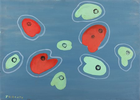 Giulio Turcato  (Mantova, 1912 - Roma, 1995) 
Le monete Metà anni '60
Olio su tela 50x70 cm