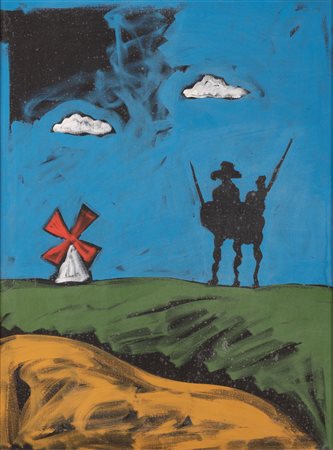 Tano Festa  (Roma, 1938 - Roma, 1988) 
Don Chisciotte 1986
Acrilico su tela 80x60 cm e 100x80 cm