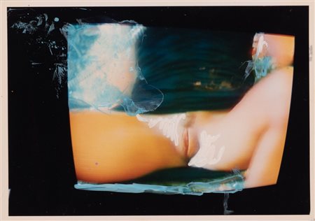 Mario Schifano  (Homs, 20/09/1934 - Roma, 26/01/1998) Nudo I 1990-1996Pennarelli su fotografia dell'artista cm 12x17