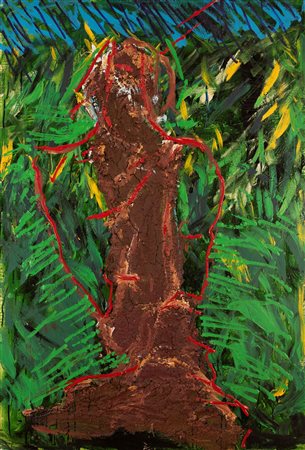 Mario Schifano  (Homs, 20/09/1934 - Roma, 26/01/1998) 
Segno antico 1986
Smalto su tela cm 130x90