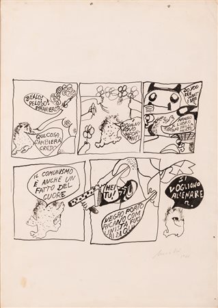 Gastone Novelli  (Vienna, 1925 - Milano, 1968) 
Fumetto 1966
Inchiostro su carta cm 70x50