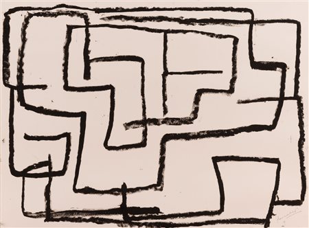 Jannis Kounellis  (Il Pireo, 1936 - Roma, 2017) 
Senza titolo 
Catrame su carta cm 56,5x76