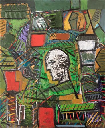 Domenico Paladino  (Paduli, 1948 - ) 
Età dell'oro (Il geometrico) 2002
Olio su tela 110x90 cm e 127x107 cm