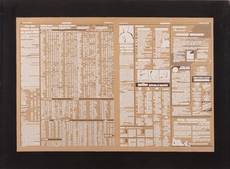 Emilio Isgrò  (Barcellona Pozzo di Gotto, 1937 - ) 
Lo 0,8% 1989
Tecnica mista su tela 70x97 cm
