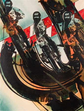 Gianni Bertini  (Pisa, 1922 - Caen, 2010) 
Ninfe e ciclopi 1985
Tecnica mista su tela cm 89x116