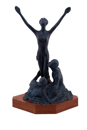 Aligi Sassu  (Milano, 1912 - Pallenca (Spagna), 2000) 
Europa 
Scultura in bronzo blu 58x39x40 cm