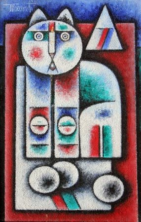 TRAMONTI Guerrino (Faenza, 1915) Gatto, 1984 olio su tela cm. 60 X 40 Firma...