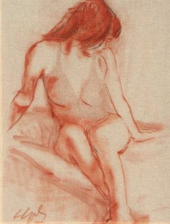 CREPALDI Luciano (Novara, 1949) The model sanguigna su tela cm. 40 X 30 Firma...