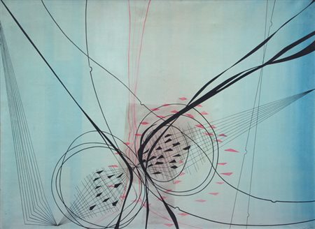 BERTINI Gianni (Pisa 01/09/1922 - Normandia 2010) Senza titolo, 1953 olio su...