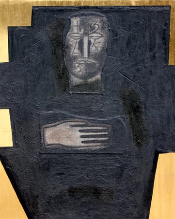 PALADINO Mimmo (Paduli 18/12/1948) Senza titolo, 2002 olio e foglia d'oro su...