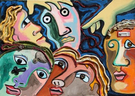 BAJ Enrico (Milano 01/11/1924 - Vergiate 16/06/2003) Incontro, 1988 olio,...