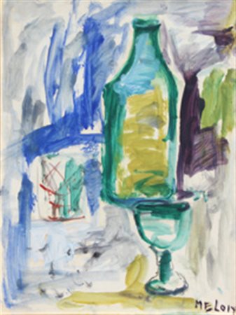 MELONI Gino (Varese, 1905 - Lissone, 1989) Natura morta tecnica mista su...