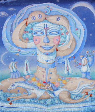 CUCURNIA Dante (Carrara, 1957) Fuga d'amore tecnica mista su tela cm. 120 X...