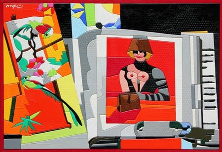 NESPOLO Ugo (Mosso Santa Maria (Bi) 29/08/1941) Red still life acrilici su...