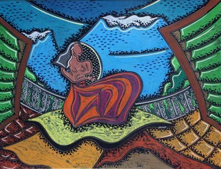 ORIANI Pippo (Torino 1909 - Roma 1972) L'attesa olio su cartoncino cm. 50 X...