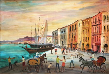 CORTIELLO Mario (Napoli, 1907 - San Sebastiano al Vesuvio, 1981) Lungomare...
