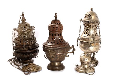 Lotto composto da tre turiboli, secolo XVIII