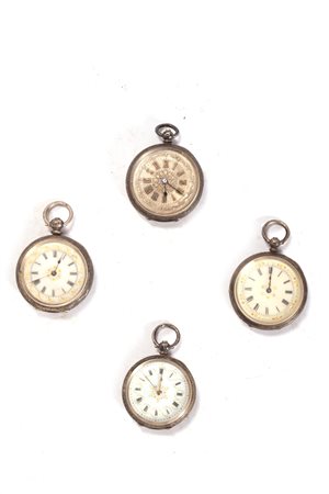Lotto composto da quattro orologi da tasca in argento, secolo XIX